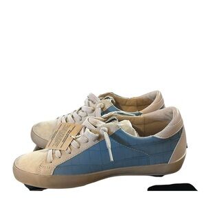 SHUSHOP PAMELA Everyday Star Sneaker Reptile Blue Print Leather NIB Size 8.5